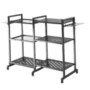Garden Tool Organizer Heavy Duty Metal Tool Shelf for Outdoor Workshop Yard