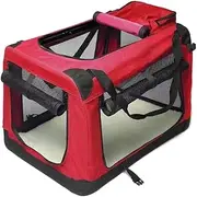 Foldable Pet Carrier Soft Dog Crate Portable Cage Car Travel Bag Kennel Outdoor [Colour: Red] [Size: M]