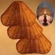 Natural Rattan Boho & Flower-inspired Lamp Shades - Set of 3, Unique Bell/Flo...