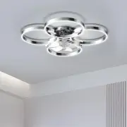 30W Modern LED Ceiling Light, 27 Inch 4 Ring Design and Reversible Fan, 3500K...