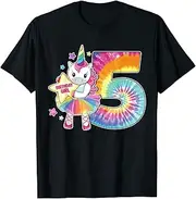 [X.Style] 5th Birthday Unicorn Shirt for Girls Age 5 Tie Dye Tee ds194 T-Shirt (XL) Black