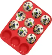 12 Cups Silicone Muffin and Cupcake Pan, Silicone Muffin Mold, for Muffins, Cake