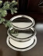 Silver Effect Serving Plate Dinner Tray Platter Mirror Polished Tableware