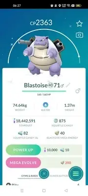 Shiny Blastoise ( Maxed Out To Level 40 ) ( Two Charged Moves ) Pokemon Trade Go