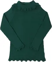 [JELEUON] Little Kids Girls Long Sleeve Sweater Sweaters High Neck Ruflle Fine Knit Sweatshirt Pullover