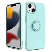 ZUSLAB Silicone Stand Case for iPhone 13 Mini 5.4" Magnetic Finger Ring Kickstand Bumper Protective Cover for Apple - Mint