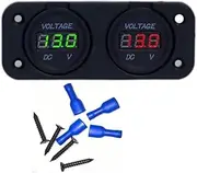12V DC Power Panel Dual Battery Voltmeter 2X USB & 2X Ciga 4 6 Ways Surface Mount (6 Way Channel Control)