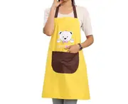 A02 2PCS Home Bear Pattern Sleeveless Kitchen Apron for Home Waterproof and Oilproof Cooking BBQ Drawing