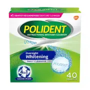Polident Overnight Whitening Antibacterial Denture Cleanser Effervescent Tablet