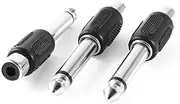 uxcell 3 Pcs 6.35mm 1/4" Mono Audio Male to RCA Female Connector Adapter
