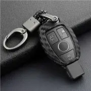 Carbon Fiber Smart Car Key Case Cover Holder Accessories 1Set For Mercedes-Benz
