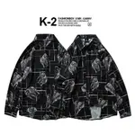 【K-2】滿版 TRAP 暗黑 花襯衫 大理石大象 象神 可愛 長袖襯衫 潮流 穿搭 男