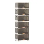 Giantex 6-Tier Stackable Shoes Rack Organizer Foldable Shoe Boxes w/Flip Doors Display Boxes Brown