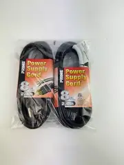 Prime PS010608 8-Feet 16/3 SJT Replacement Power Supply Cord, Black, 2-Pack