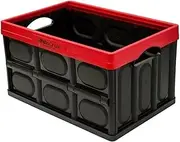 GREENMADE InstaCrate Collapsible and Stackable Storage Crate, 12 Gallon (MADE IN USA) (1 Pack, Black/Red)