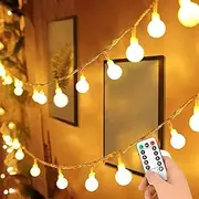 [Beedove] Globe Fairy Lights, 23FT 50 LED Battery Powered Ball String Lights 8 Modes Dimmable for Wedding Garden Christmas Tree Decor Indoor Outdoor Party Decor (Warm White)