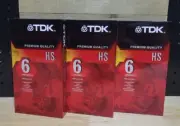 TDK Premium Quality HS 6 Hour T-120 Blank VHS VCR Tapes NEW SEALED Qty of 3