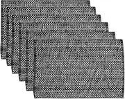 Sweet Home Collection 100% Cotton Placemats for Dining Room Rectangle Two Tone Woven Fabric 13" x 19" Soft Durable Table Mat Set, Set of 6, Black