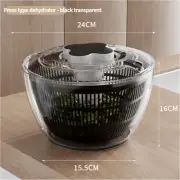 Transparent Black Manual Salad Spinner with Pressurized System - Efficient & Qui