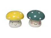 (Set Of 2) NEW Mini Mushroom Salt & Pepper Shakers 1.5"x2" Ceramic