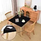 Black Fitted Tablecloth With Elastic For 34x34 Inch Square Folding Tables Card