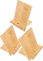 Totority 3pcs Wooden Mobile Phone Stand for Desk Versatile Bamboo Holder for Tablets and Phones Secure Support Comfortable Viewing Angle for Home and Office Organization
