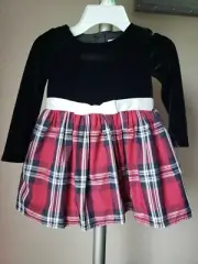 Cat and Jack Toddler Girl’s Black/White Plaid Dress Holiday Special Occasion 3T