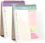 Daily Planner Notepad,COZY CORE 2 Packs To Do List Notepad,104 Pages A5 Undated Daily Planner with Task Checklist,Spiral Binding,120GSM Paper,Transparent Cover for Home,Office,School Supplies,Green&Purple