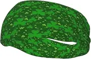 [WURTON] Background St Patrick's Day Glitter Print Sports Sweatband - Multi-Functional Sport Headbands Kids, Men, Women Running, Yoga