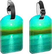 BUJOJUB Luggage Bag Tags 2 Pcs, Luggage Labels, Abstract Sunset Painting