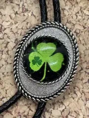 New St Patrick's Day Green Shamrock Clover Irish Claddagh Bolo Tie Party Wedding