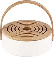 PEPSOM Portable Basket Mosquito Coil Box,Ceramic Coil Holder with Lid,Hanging Incense Burner for Home Indoor Courtyard Garden (Color : White)