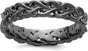 [JewelryWeb] 925 Sterling Silver Ruthenium plating Stackable Black Plated Carved Anklet for Women