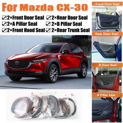 Door Rubber Seal Strips Weather Draft Wind Noise Reduction Kit For Mazda CX-30 (for: Mazda)
