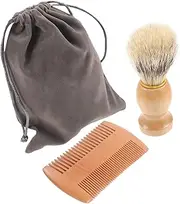 Ipetboom 1 Set Beard Brush Set Foam Shaving Brush Shaving for Men Wooden Comb for Beard Comb for Men Wood Beard Comb Portable Shaving Brush Travel Shaving Brush Bristle Hair Light Brown