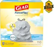 Glad Tall Kitchen Drawstring Trash Bags 13 Gallon Force Flex Odor Shield 110 Ct