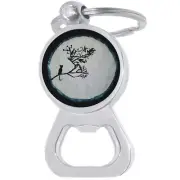 Cat on Tree Moon Bottle Opener Keychain - Metal Beer Bar Tool Key Ring