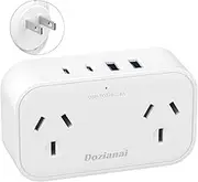 Dozianai Japan Travel Adapter, AU to Japan Plug Adapter Type A Travel Power Plug 2 Outlets for Japan,Philippines,Canada,Mexico,China,Jamaica,Peru and More-White