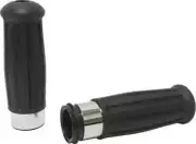 HD Black w Chrome Ring Vintage Grip Pair TBW Harley Deluxe 107 18-19