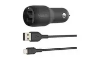 Belkin 2 Port USB-A Car Charger Lightning MFI-Certified Cable for iPhone iPad BK