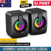 2pcs Computer Speaker stereo sound with LED RGB Light for Desktop Laptop PC