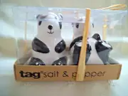 SALT & PEPPER SHAKERS TAG BRAND PANDA BEARS ~ NIB