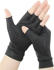 Copper Arthritis Compression Fingerless Gloves for Arthritis, Rheumatoid, Carpal Tunnel, Women Men Relieve Hand Pain (Black, M)
