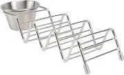 BEBEMOKO 1Pc Stainless Taco Holder Rack for Pancakes and Tacos and Compact Design High Temperature Resistant for Serving Mexican Meals and Storing Easily Silver