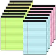 Legal Pads 5x8 Colored Note Pads 5x8, 12 Pack Small Legal Pads 5x8 College Ruled, Colored Notepads 5x8 Lined Paper Pads, Mini Legal Pads 5x8 Notepad, Lined Notebook Paper 5x8 Pads, 30 Sheets/Pad
