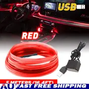 196in USB Red LED Car Interior Neon Fiber Optic EL Wire Strip Atmosphere Light (for: Porsche)