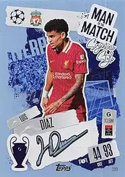 Match Attax 2024-2025 Luis Diaz Man of the Match Trading Card - Red, Cardboard, Realistic, Indoor, Liverpool FC, Premier League, 1pc