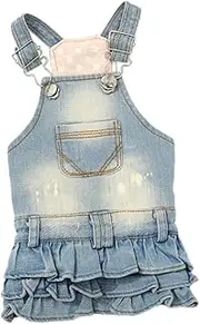 WeiLaiKeQi Dog Denim Dress Summer Dress Cowboy Costume Puppy Overall Dress for Photo Props Outdoor, S