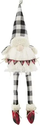 Mud Pie Christmas Buffalo Check Dangle Leg Gnome, Jolly