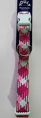 YOULY Pink Multicolored Reflective Dog Collar, Medium